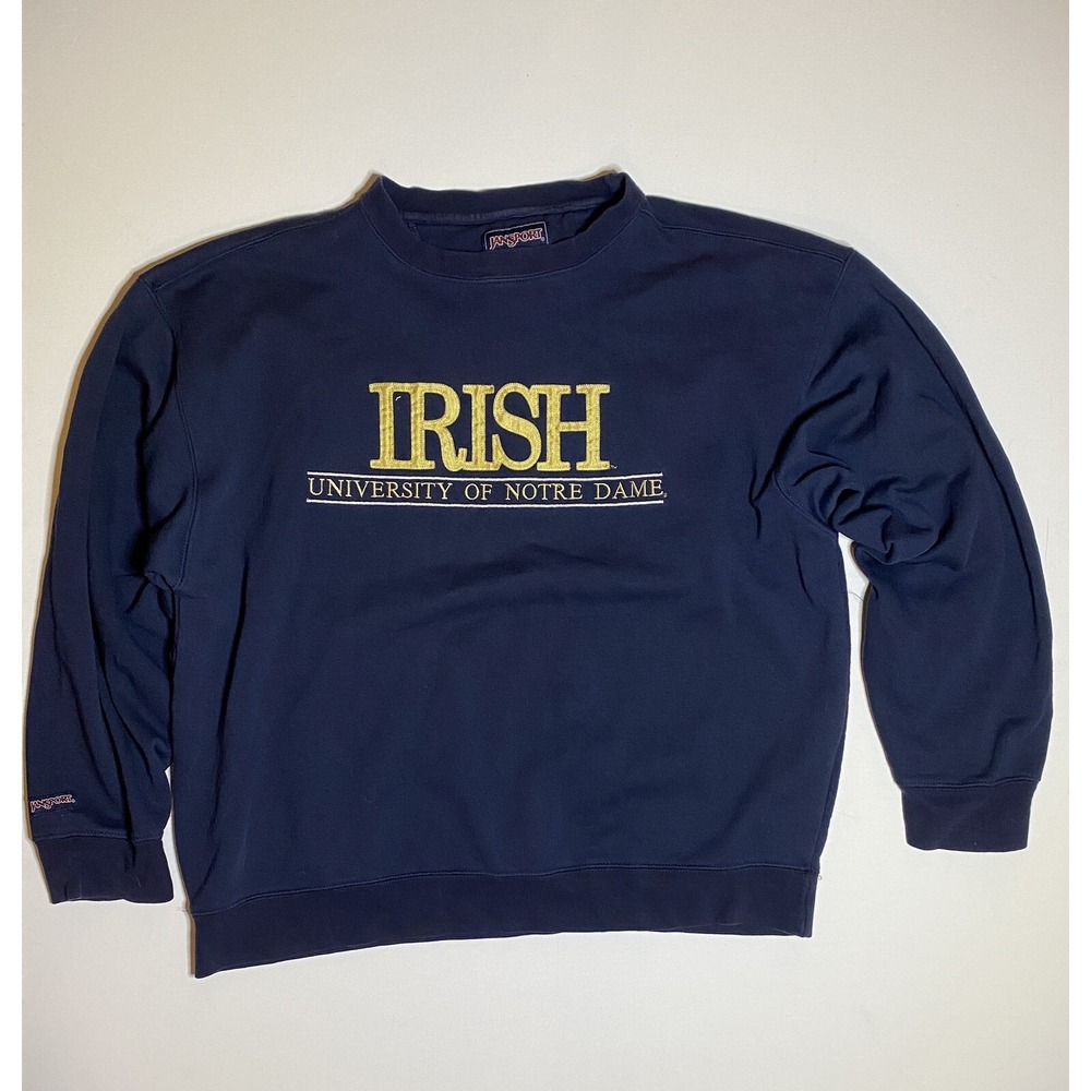 Vintage Notre Dame Irish JanSport Sweatshirt Mens Large Navy Blue Crewneck 90s